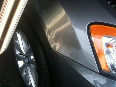 BMW Front Fender Paintless Dent Repair (Before)
